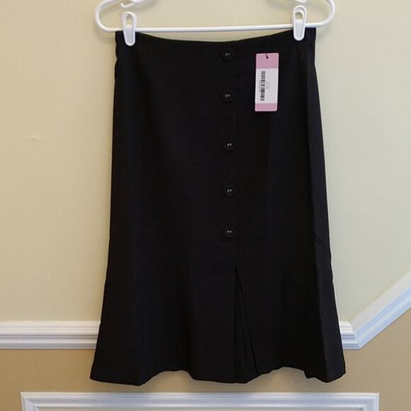 NWT Demure Rene Lion Black Button Front Skirt Career Office Side Vent size XL - Picture 2 of 7